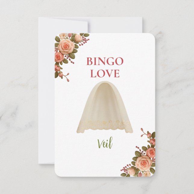 Bridal Shower Game Bingo Card – Veil (Framsida)