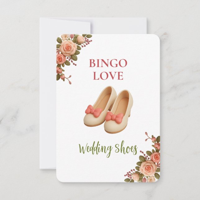 Bridal Shower Game Bingo Card – Wedding Shoes (Framsida)