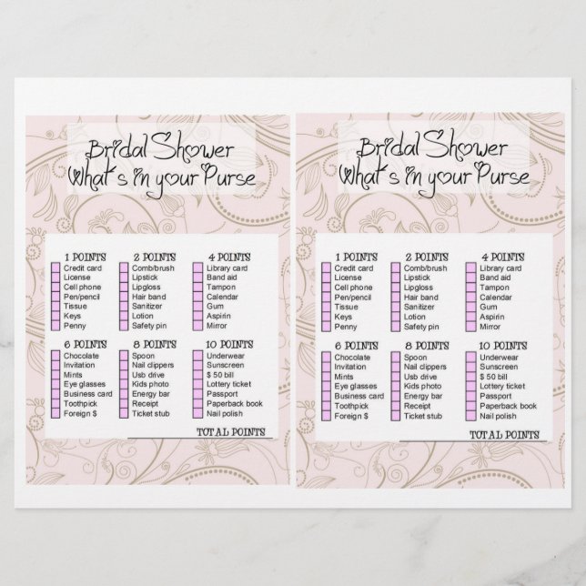 Bridal Shower Game- What is in your purse? (Framsida)