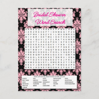 Bridal shower game- Word search- Inbjudan Vykort