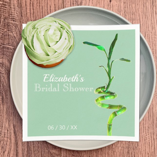 Bridal Shower Green Lucky Bamboo Pastel Custom Pappersservett (Skapare uppladdad)