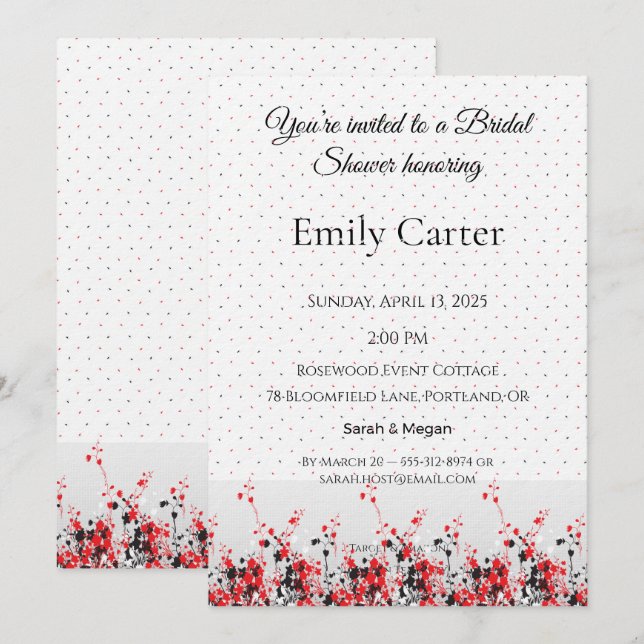Bridal Shower Invitation Elegant Floral Template Inbjudningar (Fram/baksida)