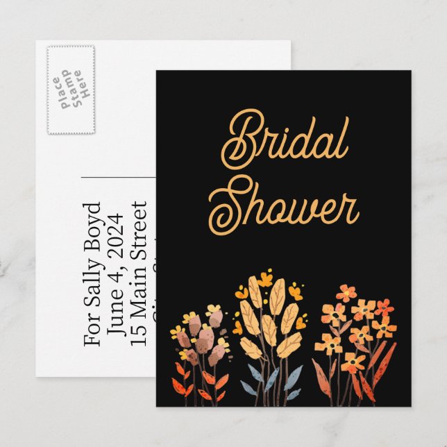Bridal shower invitation postcards inbjudan vykort (Fram/baksida)