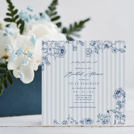 Bridal Shower Invitation Something Blue Stripes Inbjudningar