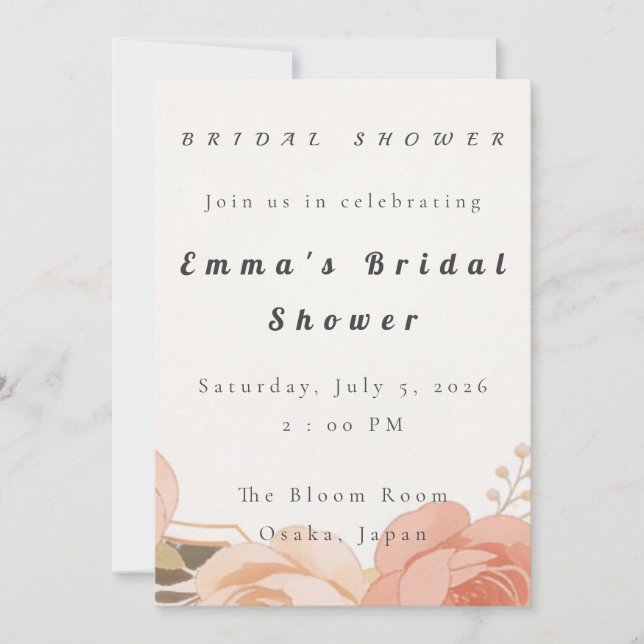 Bridal shower Invitation Template Inbjudningar (Framsida)
