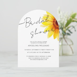 Bridal Shower Invitation Watercolor Sunflower Inbjudningar
