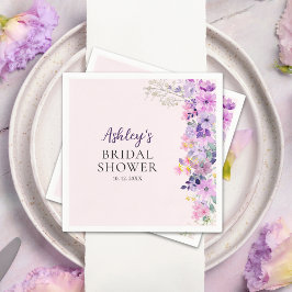 Bridal Shower Invite with Purple Spring Wildflower Pappersservett