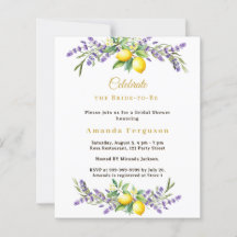 Bridal Shower lavender florals lemons invitation