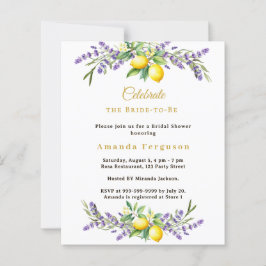 Bridal Shower lavender florals lemons invitation
