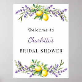 Bridal Shower lavender lemons welcome Poster