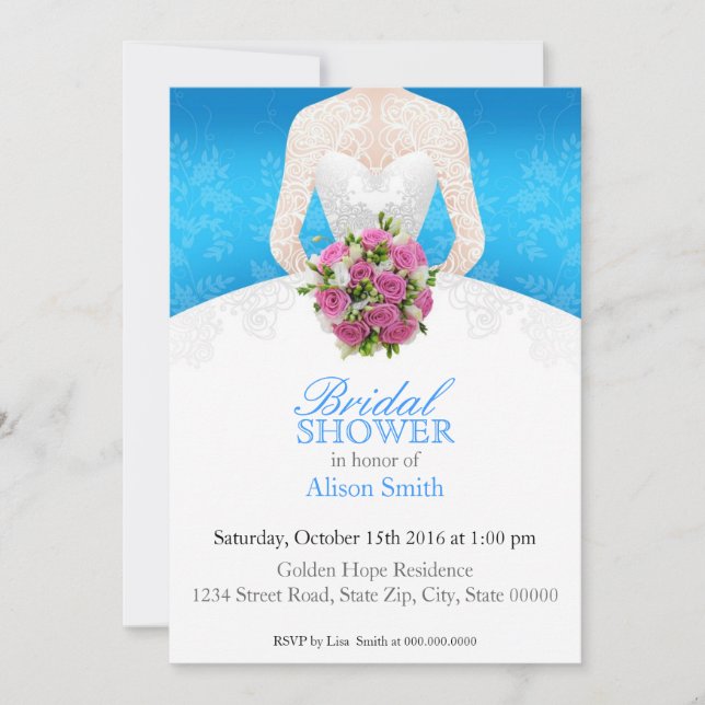 Bridal Shower light blue invitation Inbjudningar (Framsida)