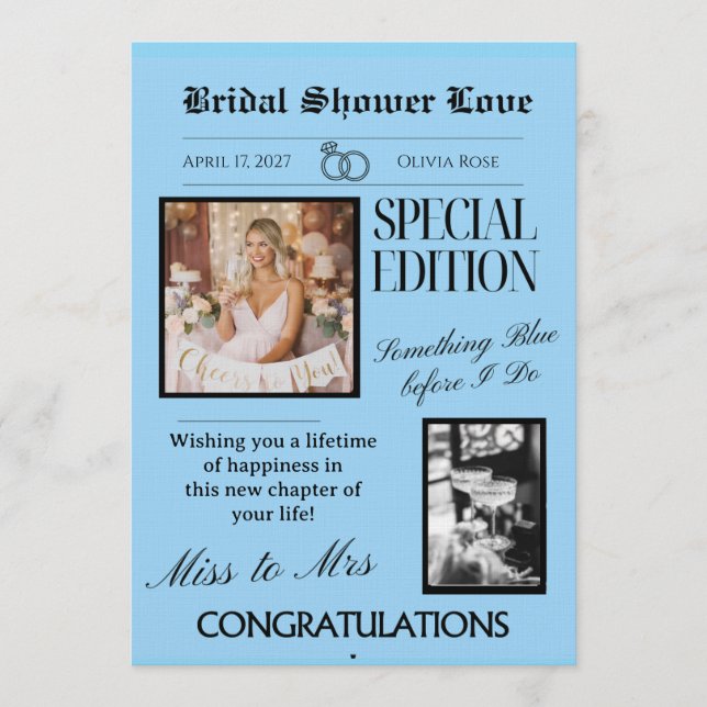 BRIDAL SHOWER LOVE CARD (+Download option) Inbjudningar (Framsida)