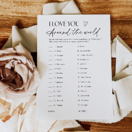 Bridal Shower Love Languages Matching Game Card Inbjudningar