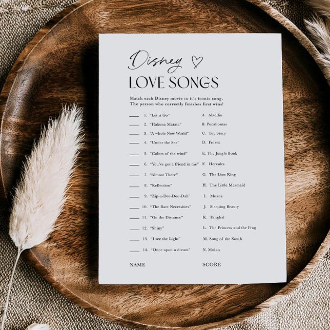  Bridal Shower Love Songs Movie Trivia Game Card Inbjudningar (Skapare uppladdad)