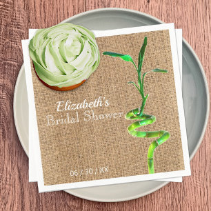 Bridal Shower Lucky Bamboo Burlap Personalized Pappersservett
