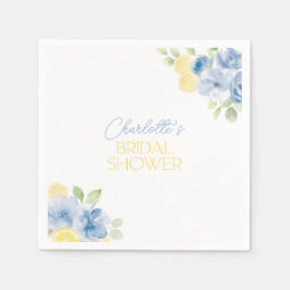 Bridal Shower Napkins Main Squeeze Blue Flowers Pappersservett