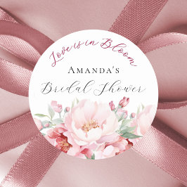Bridal Shower pink florals love in bloom Runt Klistermärke