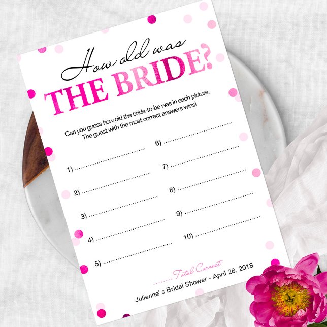 Bridal Shower Rosa Hur gammal var bruden spel (Skapare uppladdad)