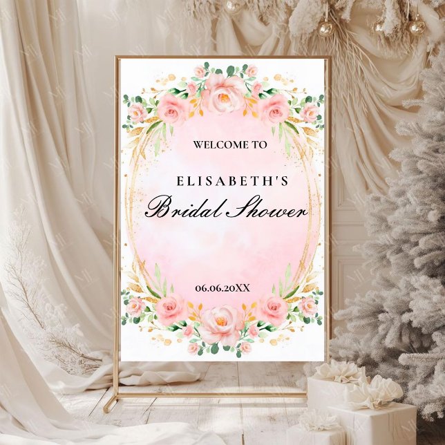 Bridal shower rosa oro floral Foam Boards Poster (Skapare uppladdad)