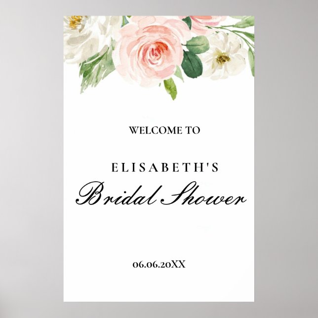 Bridal shower rosa oro floral Foam Boards Poster (Framsidan)