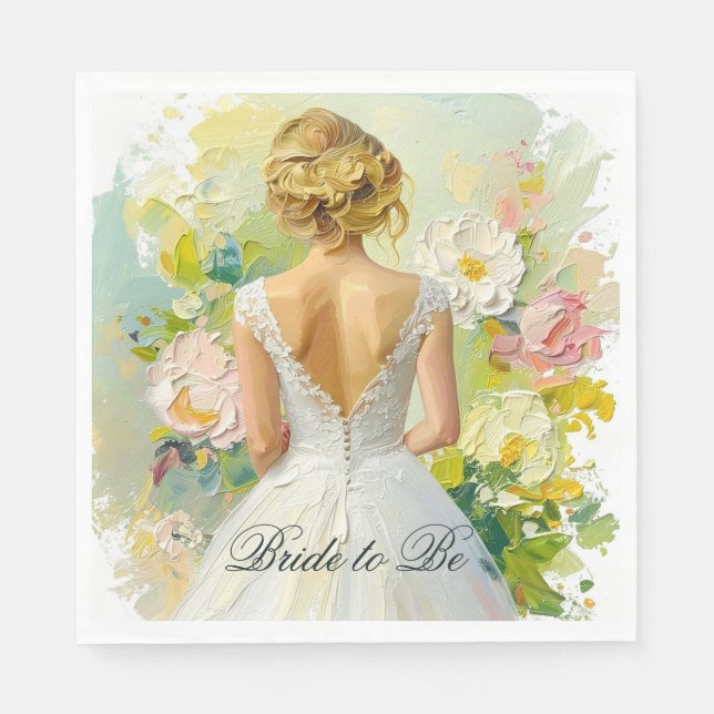 Bridal Shower Spring flowers Wedding Dress Pappersservett (Framsidan)