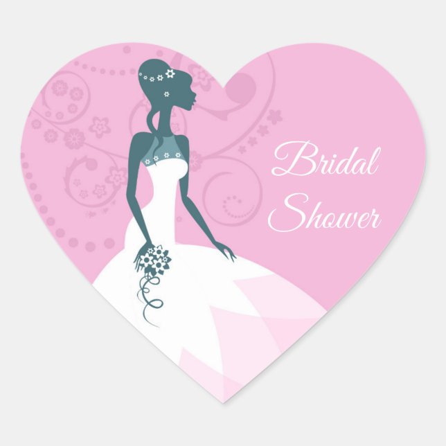 Bridal Shower Stickers Hjärtformat Klistermärke (Framsida)