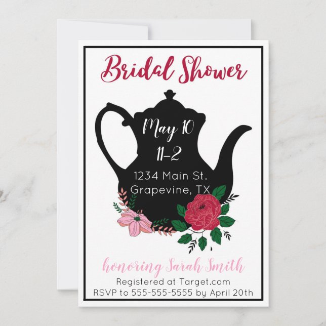Bridal Shower Tea Invitation Inbjudningar (Framsida)