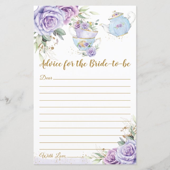 Bridal Shower Tea Party Advice for Bride to Be  (Framsida)
