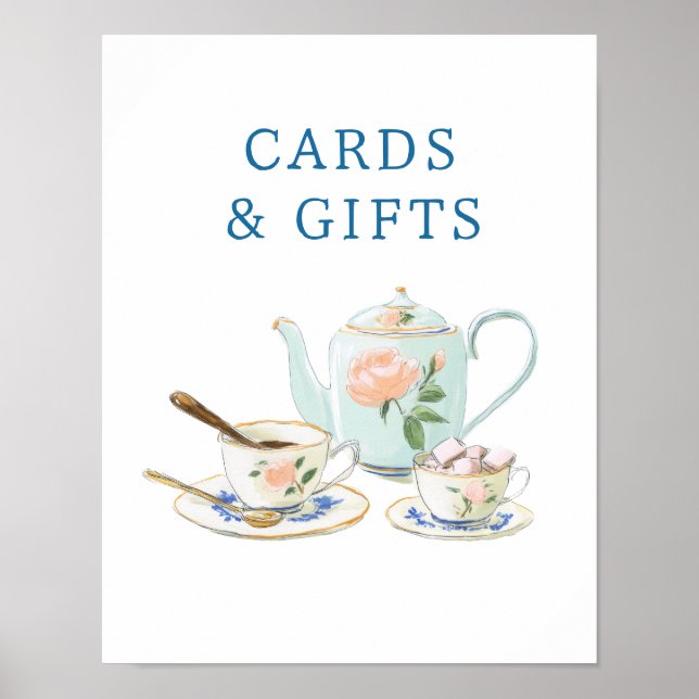 Bridal Shower Tea Party Cards & Gifts Sign Poster (Framsidan)