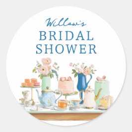 Bridal Shower Tea Party Stickers Runt Klistermärke