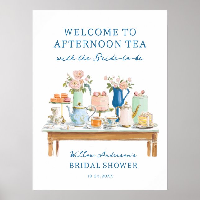 Bridal Shower Tea Party Welcome Poster (Framsidan)