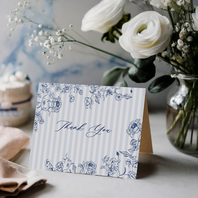 Bridal Shower Thank You Card Something Blue Stripe Tack Kort (Skapare uppladdad)