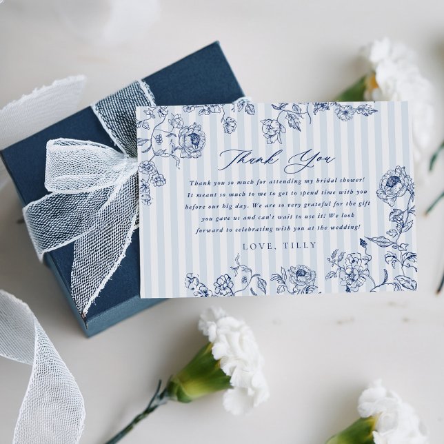 Bridal Shower Thank You Something Blue Floral Card Tack Kort (Skapare uppladdad)