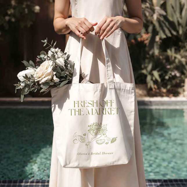 Bridal Shower Tote Bag Fresh Off the Market Samlin Tygkasse (Skapare uppladdad)