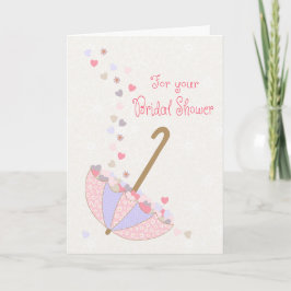 Bridal Shower Umbrella with Hearts and Flowers Kort