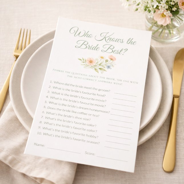 Bridal Shower Wildflower Who Knows the Bride Game (Skapare uppladdad)