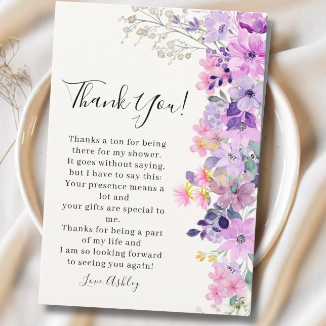 Bridal shower with wildflowers Purple Tones Tack Kort (Skapare uppladdad)