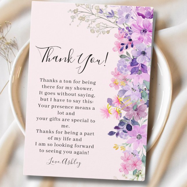 Bridal shower with wildflowers Purple Tones Tack Kort (Skapare uppladdad)