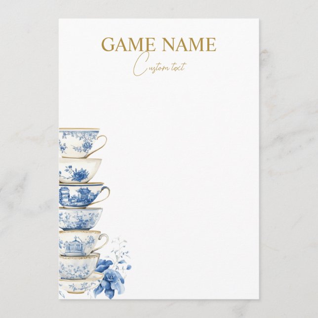 Bridal Tea Party Bridal Shower Game Template Rådkort (Framsida)