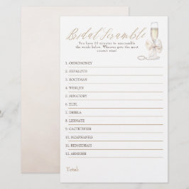 Bridal Word Scramble Fun Bridal Shower Game Card