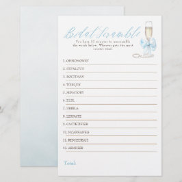 Bridal Word Scramble Fun Bridal Shower Game Card