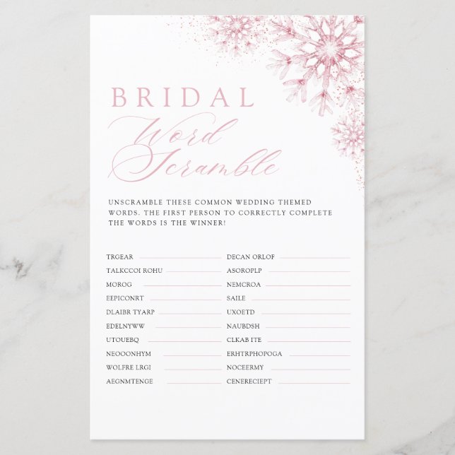 Bridal Word Scramble Pink Snow in Love Game (Framsida)