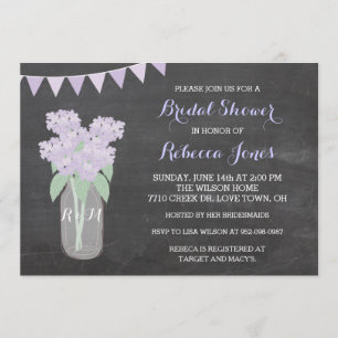 BridalShower för burk för svart tavlavanlig Inbjudningar