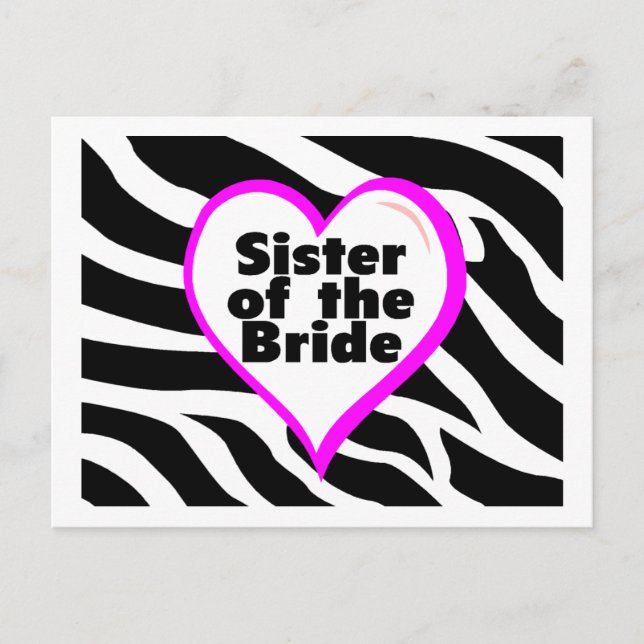 Bridans syster (Heart Zebra tryck) Vykort (Framsida)