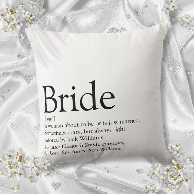 Briddefinition, Möhippa Modern Typografi Kudde (Bride Definition Bridal Shower Modern Typographic Throw Pillow)