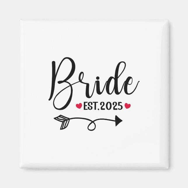 Bride 2025 Bröllop Matching Est 2025 Gift Magnet (Framsidan)