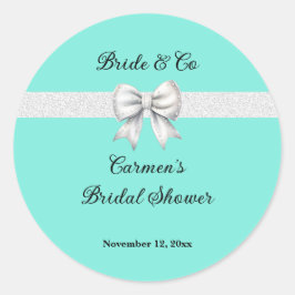 Bride and Co. Vit Glitterband Bröllopsfest Runt Klistermärke