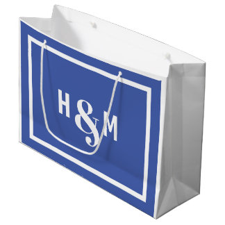 Bride and Groom Ampersand Blue Large Gift Bag