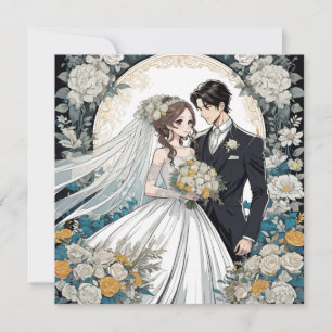 Bride and Groom Anime bröllop Inbjudningar