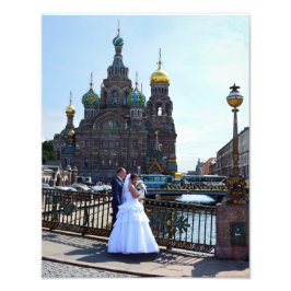 Bride and Groom at St Petersburg, Ryssland, Church Fototryck